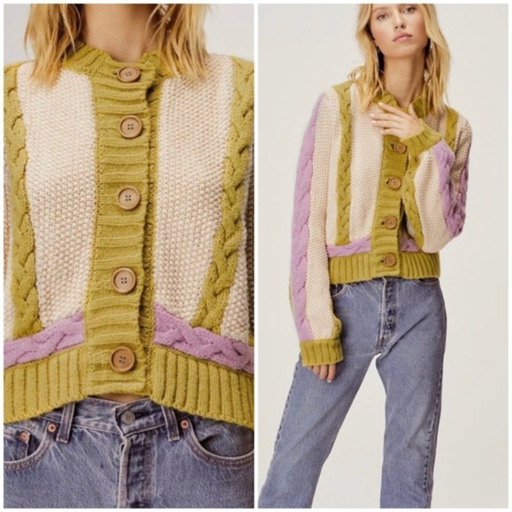 For Love and Lemons Crystal Color-Blocked Cardigan